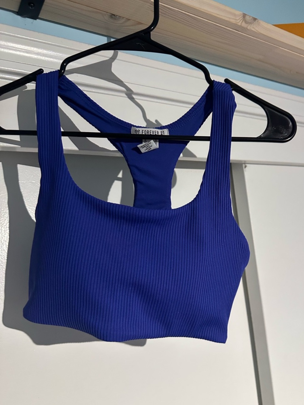 Forever 21 Ribbed Racerback Crop Tank - Cobalt Blue